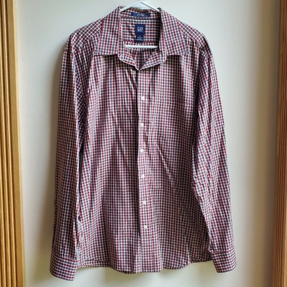 NWOT GAP 100% Cotton Fitted Plaid Shirt Size XL - Picture 4 of 16